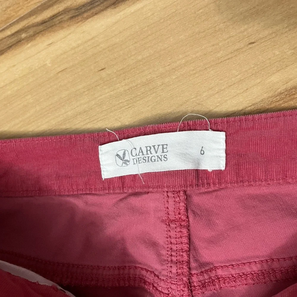 Carve Designs Sz 6 Pink Moto Style Corduroy Zippered Ankle Skinny Mid Rise
